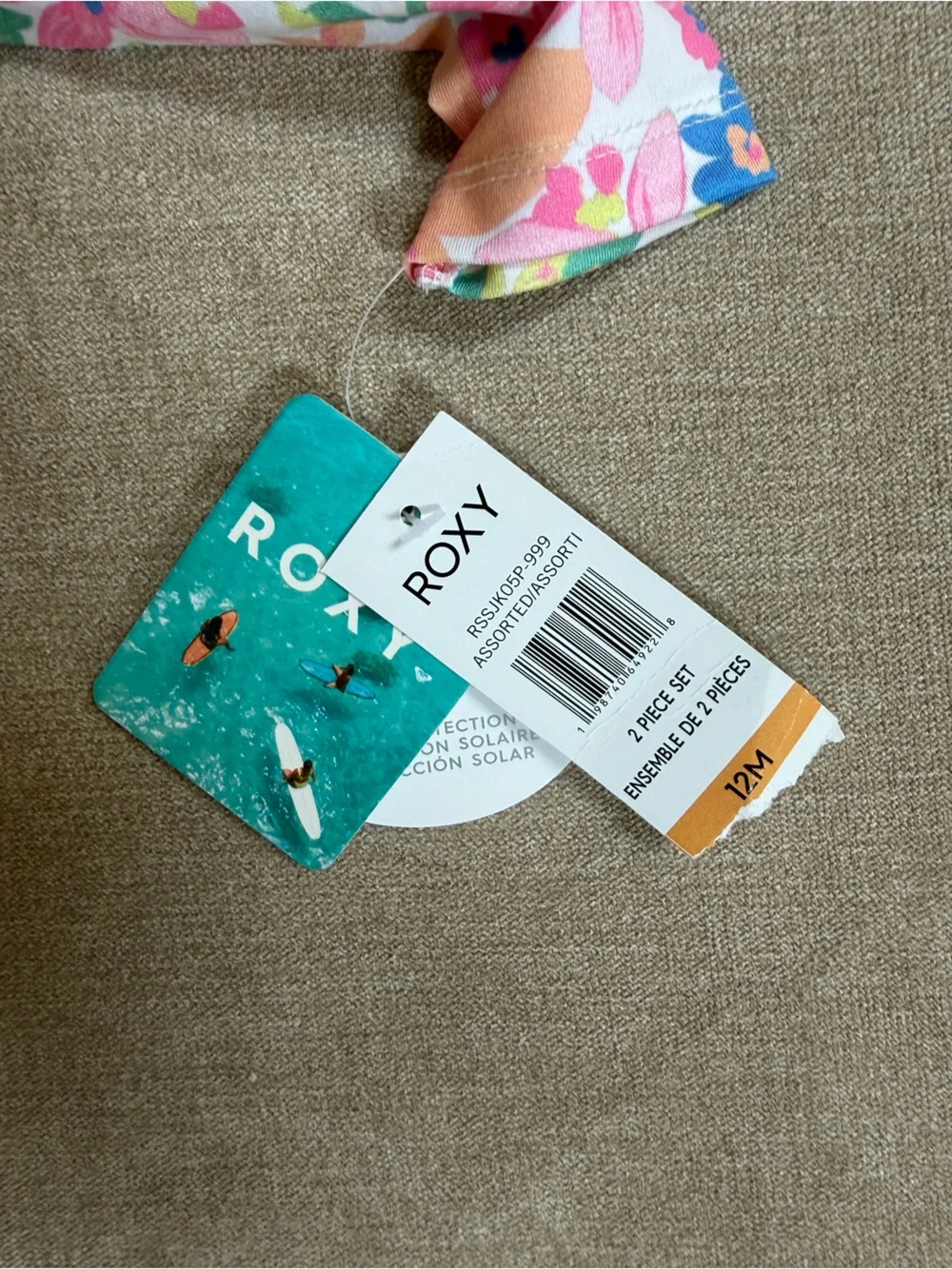 Roxy Kids' Ruffled Long Sleeve One-Piece Rashguard Swimsuit & Hat Set